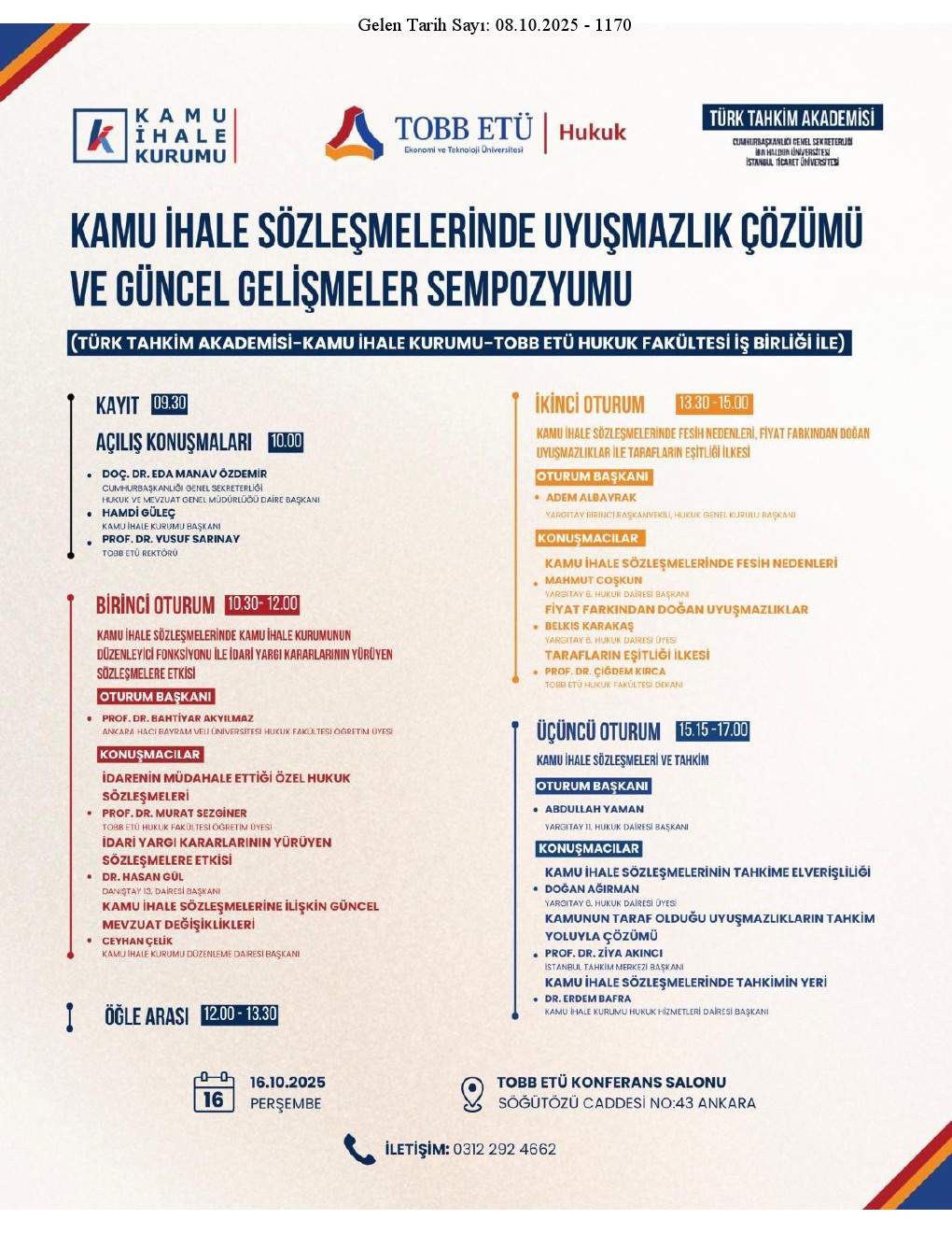 Kamu İhale Sözleşmelerinde Uyuşmazlık Çözümü ve Güncel Gelişmeler Sempozyumu