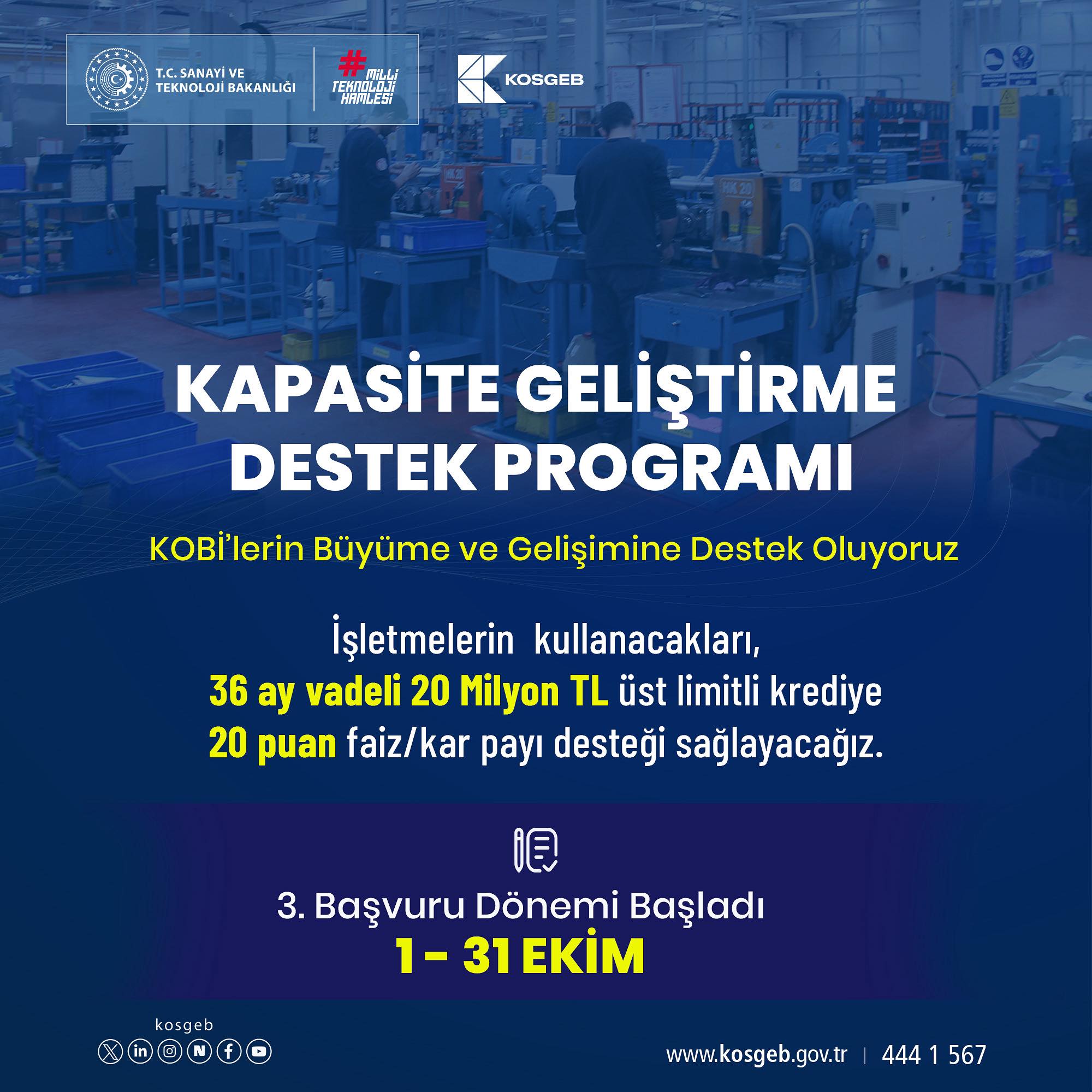 KOSGEB'den 20 Milyon TL destek, son başvuru 31 Ekim 2025!