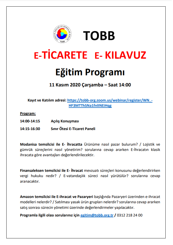 E-TİCARETE E- KILAVUZ Eğitim Programı (1. Bölüm - Sınır Ötesi E-ticaret)