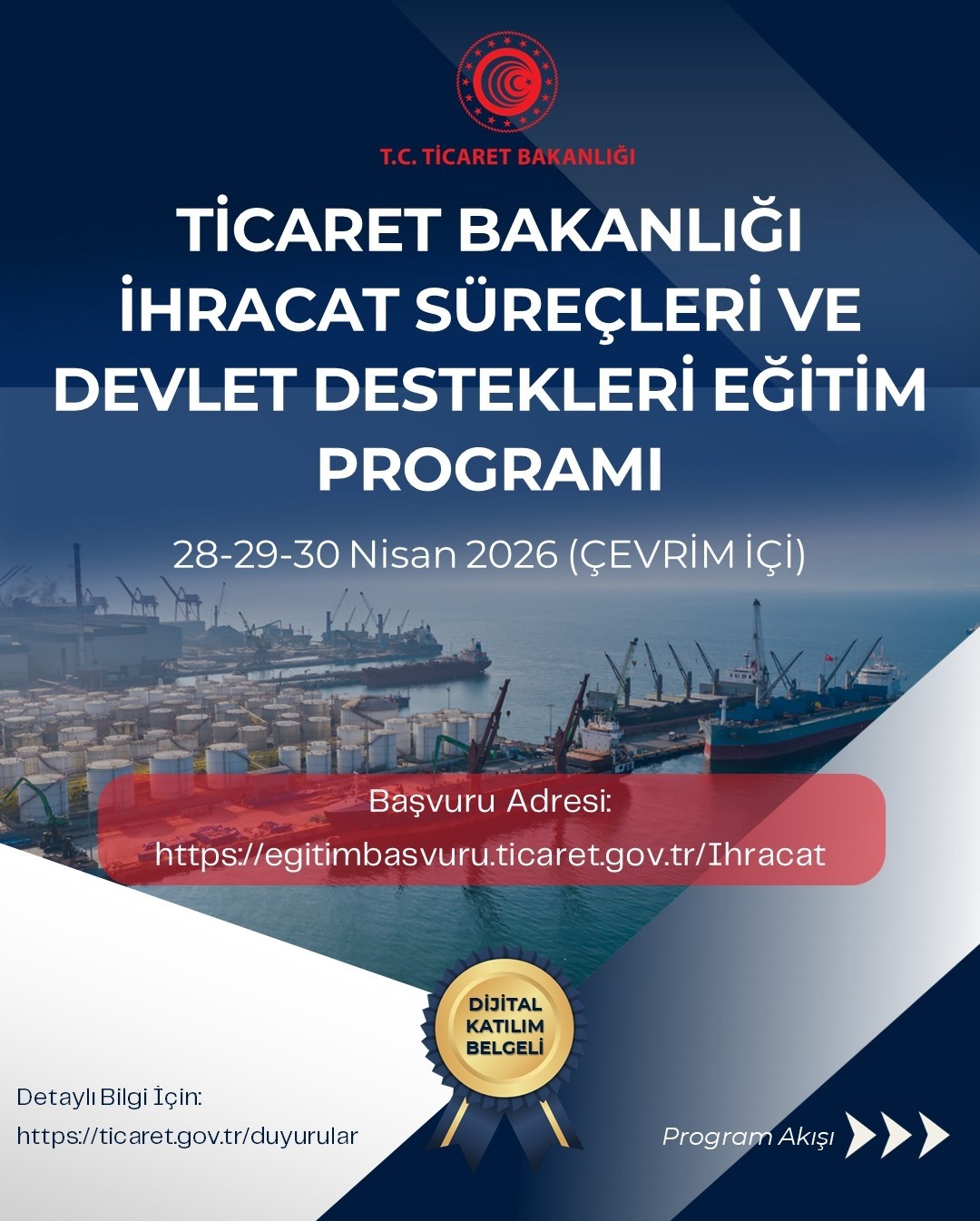 Ticaret Bakanlığı İhracat Süreçleri ve Devlet Destekleri Eğitim Programı (29 Nisan 2026)
